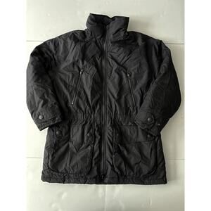 Eddie Bauer Down Jacket Women M Black Full Zip High Neck No Hood Warm